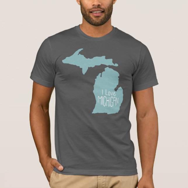 Camiseta Eu amo Cinzas Azuis de Michigan (Frente)