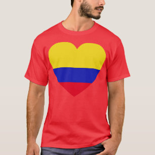Camiseta Eu Amo Colômbia CoraçãoForma Bandeira Colombiana