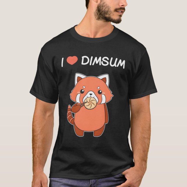 Camiseta Eu Amo Comida Chinesa Dimsum Red Panda (Frente)
