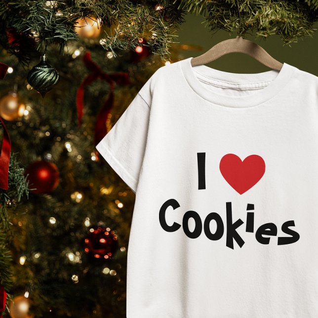 Camiseta Eu Amo Cookies Coração Vermelho (I Love Cookies T-Shirt)