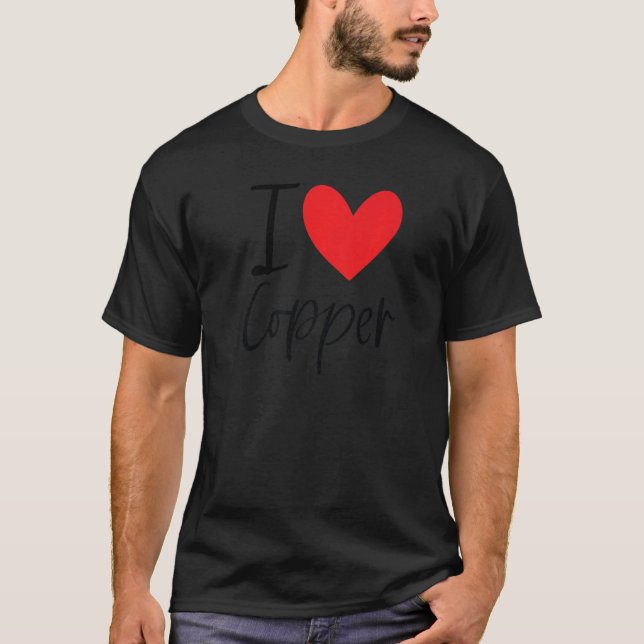 Camiseta Eu Amo Copper Name Heart Personalised Men Cara Bff (Frente)