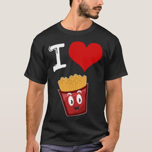 Camiseta Eu Amo Coração de Batata Frita (Frente)