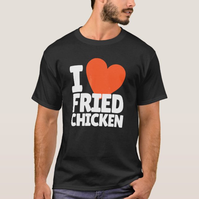 Camiseta Eu Amo Coração de Frango Frito Frango Frito (Frente)