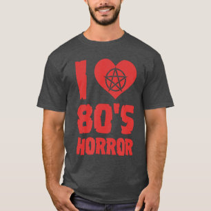 Camiseta Eu Amo Coração de Terror dos Anos 80 Pentagrama Fi