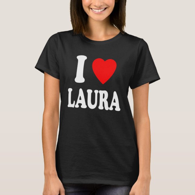 Camiseta Eu Amo Coração Laura Cute Matching Casal Spouse (Frente)
