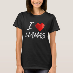 Camiseta Eu Amo Coração LLAMAS Amante de Animais de Estimaç
