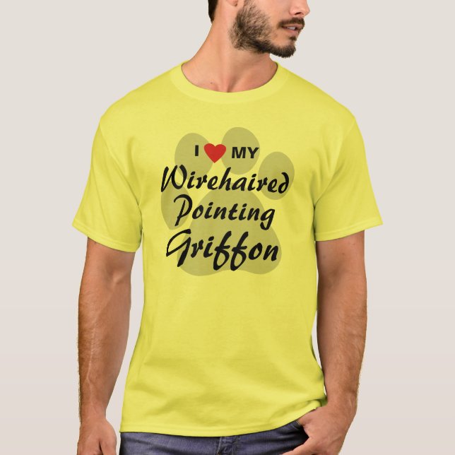 Camiseta Eu amo (coração) meu apontar Griffon Wirehaired (Frente)