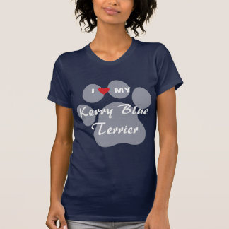 Camiseta Eu amo (coração) meu azul de Kerry Terrier