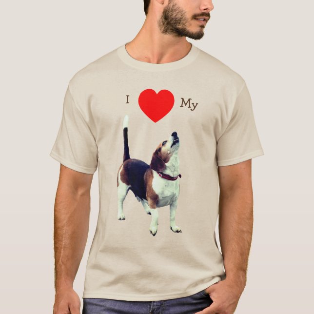 Camiseta Eu Amo Coração Meu Cachorro De Beagle (Frente)