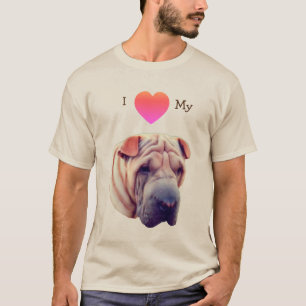Camiseta Eu Amo Coração Meu Cachorro Shar Pei 