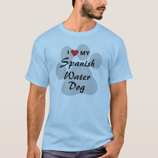 Camiseta Eu amo (coração) meu cão de água espanhol