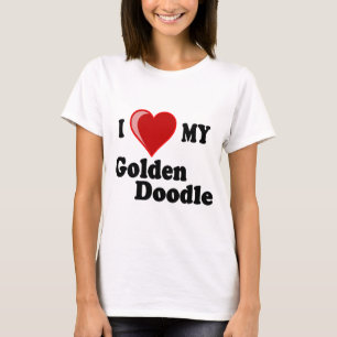 Camiseta Eu amo (coração) meu cão dourado do Doodle