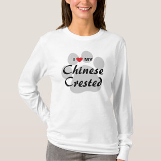 Camiseta Eu amo (coração) meu com crista chinês