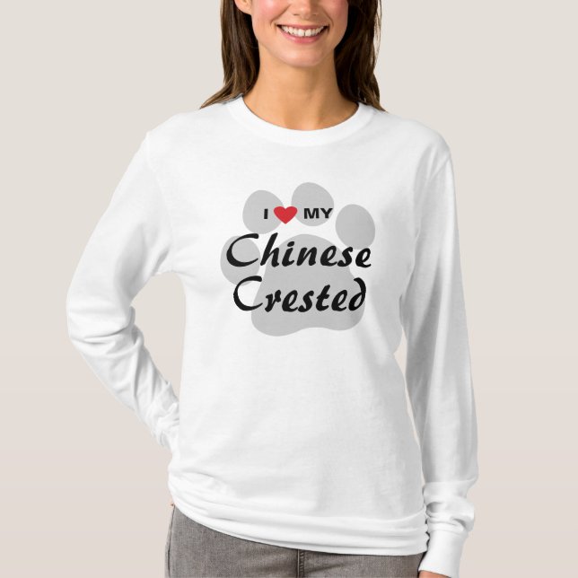 Camiseta Eu amo (coração) meu com crista chinês (Frente)