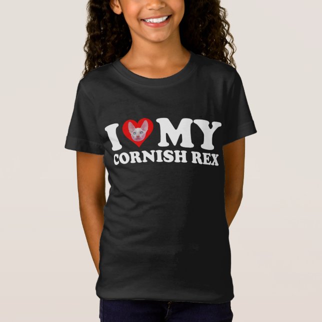 Camiseta Eu Amo (Coração) Meu Cornish Rex (Frente)
