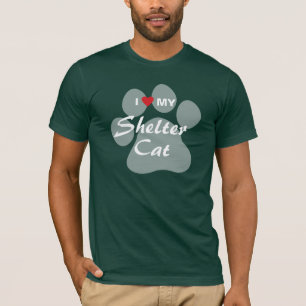 Camiseta Eu amo (coração) meu gato do abrigo