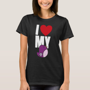 Camiseta Eu Amo Coração Meu Pássaro Roxo Equipes Homens Mul