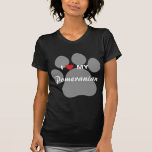 Camiseta Eu amo (coração) meu Pomeranian Pawprint