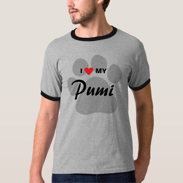 Camiseta Eu amo (coração) meu Pumi (Frente)
