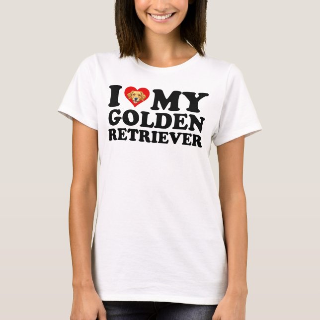 Camiseta Eu Amo (Coração) Meu Retriever do Ouro (Frente)