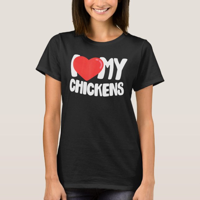 Camiseta Eu Amo Coração Minhas Galinhas (Frente)