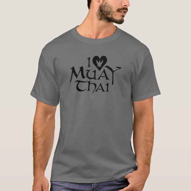 Camiseta Eu Amo Coração Negro Muay Tailandês (Frente)