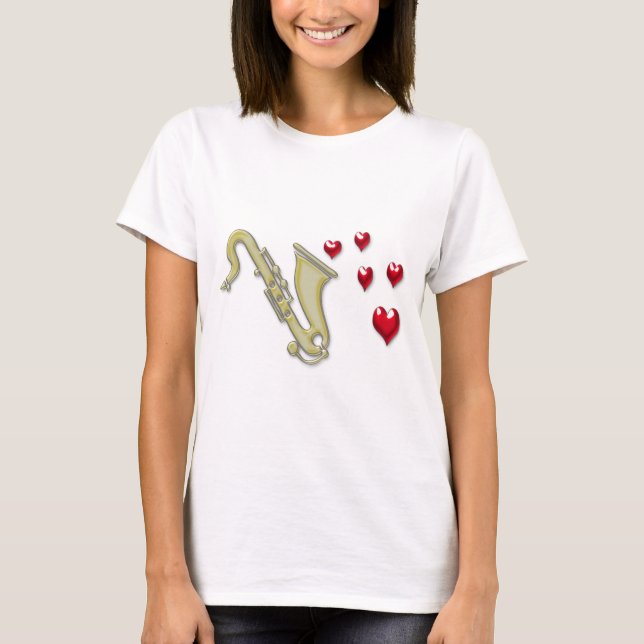 Camiseta Eu amo corações de Saxaphone (Frente)