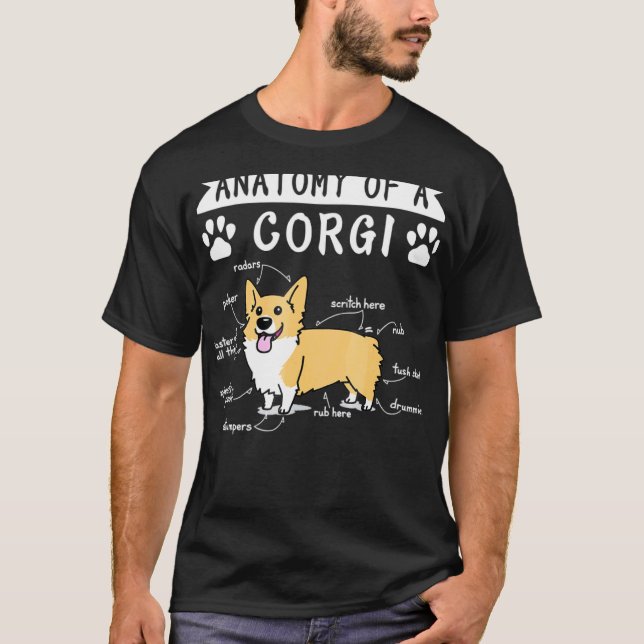Camiseta Eu Amo Corgi  Anatomia De Um Corgi (Frente)