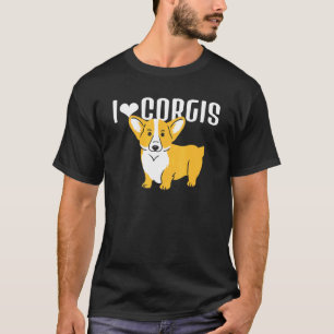 Camiseta Eu Amo Corgis Retro Cachorro Animal