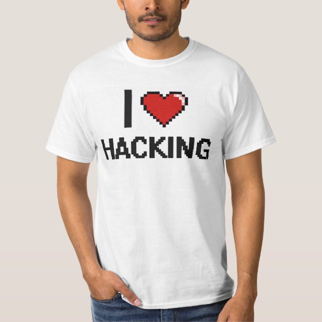 Camiseta Eu amo cortar o design retro de Digitas (Frente)