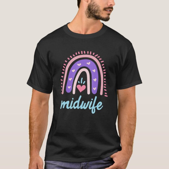 Camiseta Eu amo crianças arco-íris Eu sou uma parteira (Frente)