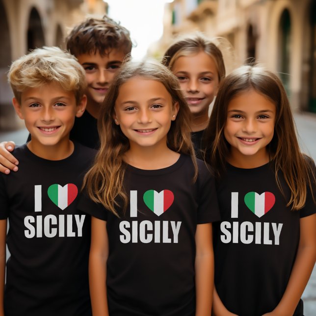 Camiseta Eu Amo Crianças do Coração da Bandeira Italiana da (I Love (Heart) Sicily
Kids Tee)