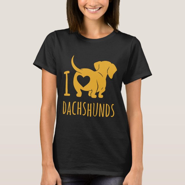 Camiseta Eu Amo Dachshund Bumbum Brown (Frente)