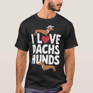 Camiseta Eu Amo Dachshunds Gráfico Divertido para Amantes d