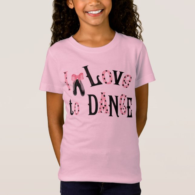 Camiseta Eu amo dançar o t-shirt das meninas (Frente)