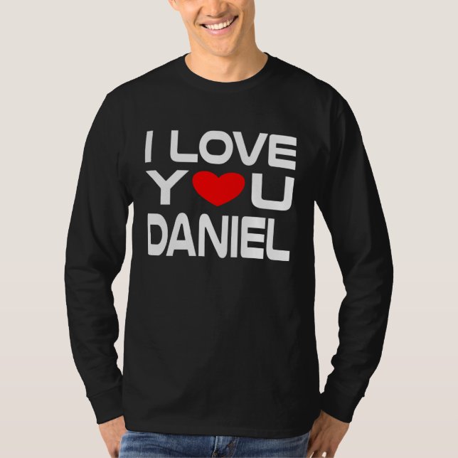 Camiseta Eu amo Daniel Coração Vermelho para dizer Querida  (Frente)