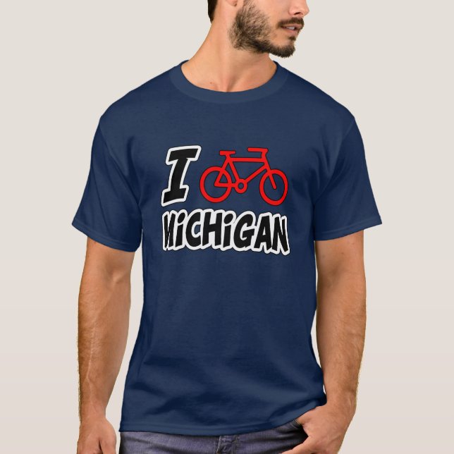 Camiseta Eu amo dar um ciclo Michigan (Frente)
