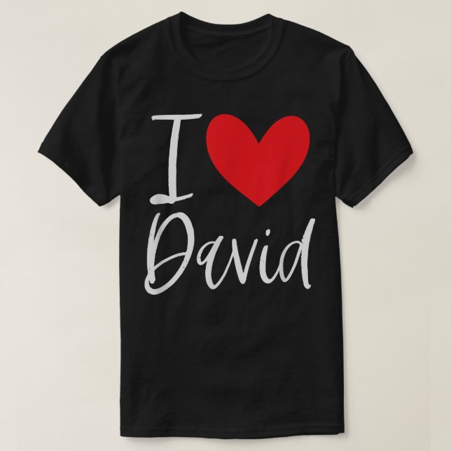 Camiseta Eu Amo David Nome Menina Personalizada Mulher BFF  (Frente do Design)