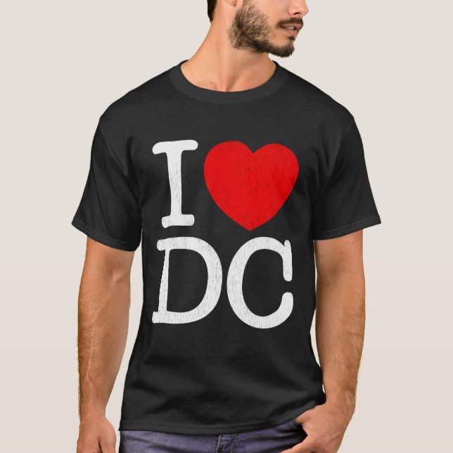 Camiseta Eu Amo Dc Washington Envelhecido I Ele Dc (Frente)