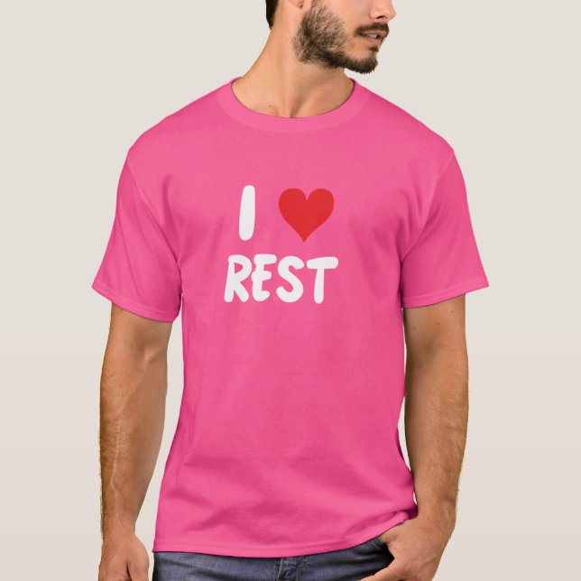 Camiseta Eu Amo Descanso - Soneca Cochilo Sono Dormindo Can (Frente)