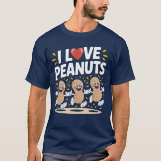 Camiseta Eu Amo Design Cartoon Divertido de Amendoim retrô