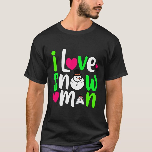 Camiseta Eu amo Design de Arte Digital Snowman (Frente)