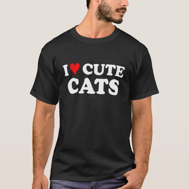 Camiseta Eu Amo Design de Gatos Fofos (Frente)