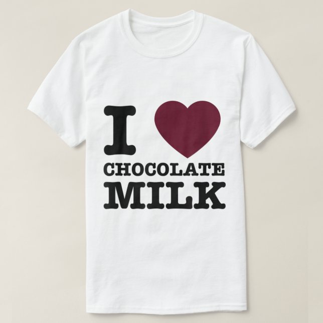 Camiseta Eu Amo Design de Leite com Chocolate (Frente do Design)