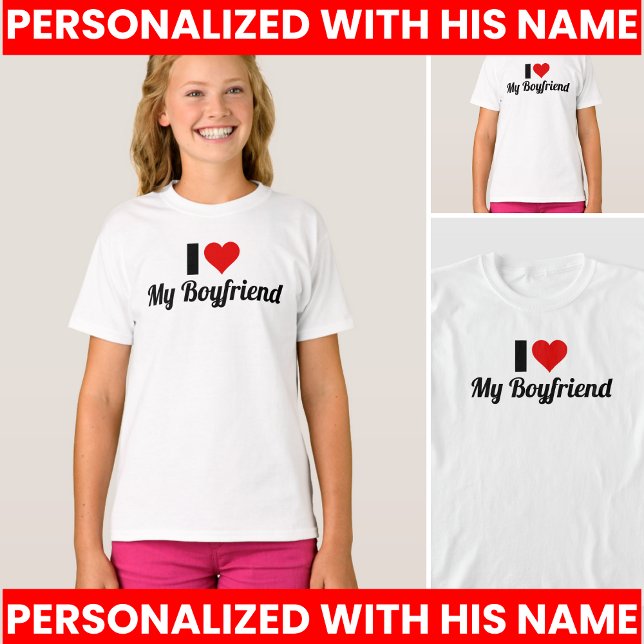 Camiseta Eu Amo Design do Meu Namorado (I Love My BF I Love My Boyfriend I Love My BD Shirt)