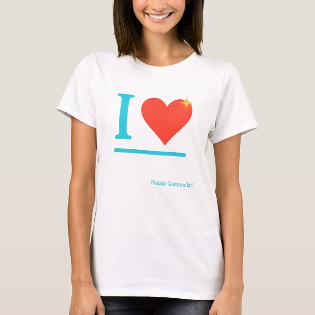 Camiseta Eu Amo Design Neon Heart - Arte Mínima Engraçada (Frente)