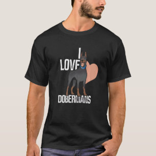 Camiseta Eu Amo Dobermans Doberman Puppy Dog Pet