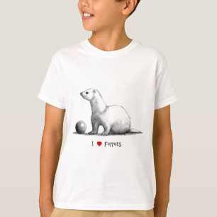 Camiseta Eu amo doninhas (do coração): Desenho de lápis