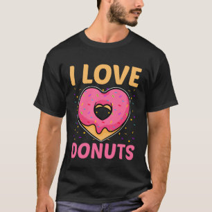 Camiseta Eu Amo Donuts Coração Formato Engraçado Amante de 