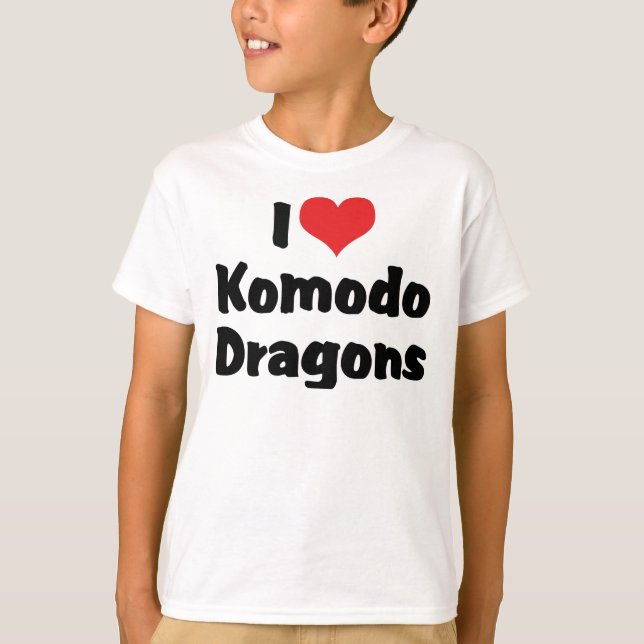 Camiseta Eu Amo Dragões-de-komodo do Coração (Frente)